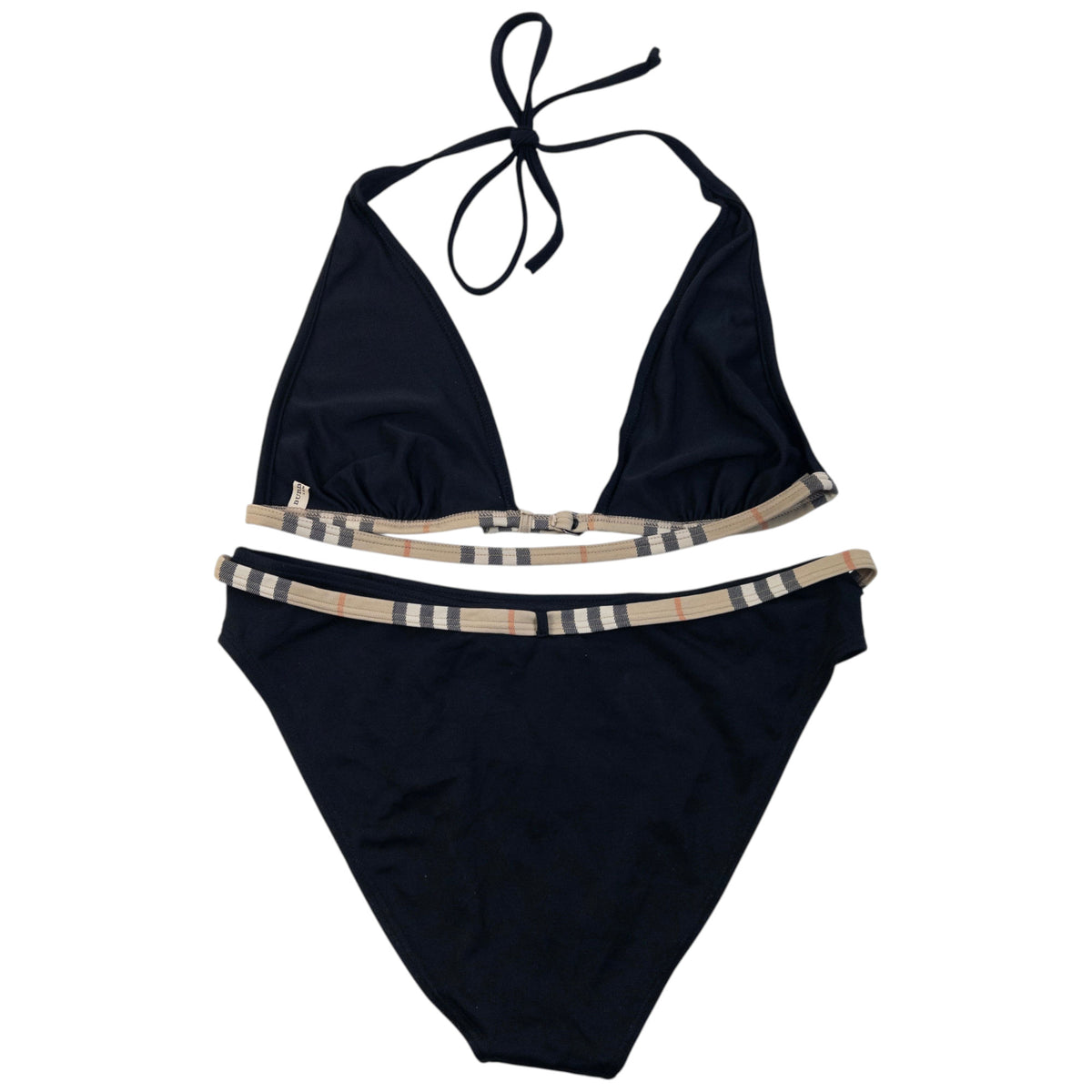 Vintage 2000s Burberry Nova Check Trim Bikini Set Womens Size L