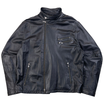 Vintage 2000s Versace Classic Zip Up Leather Jacket Size L