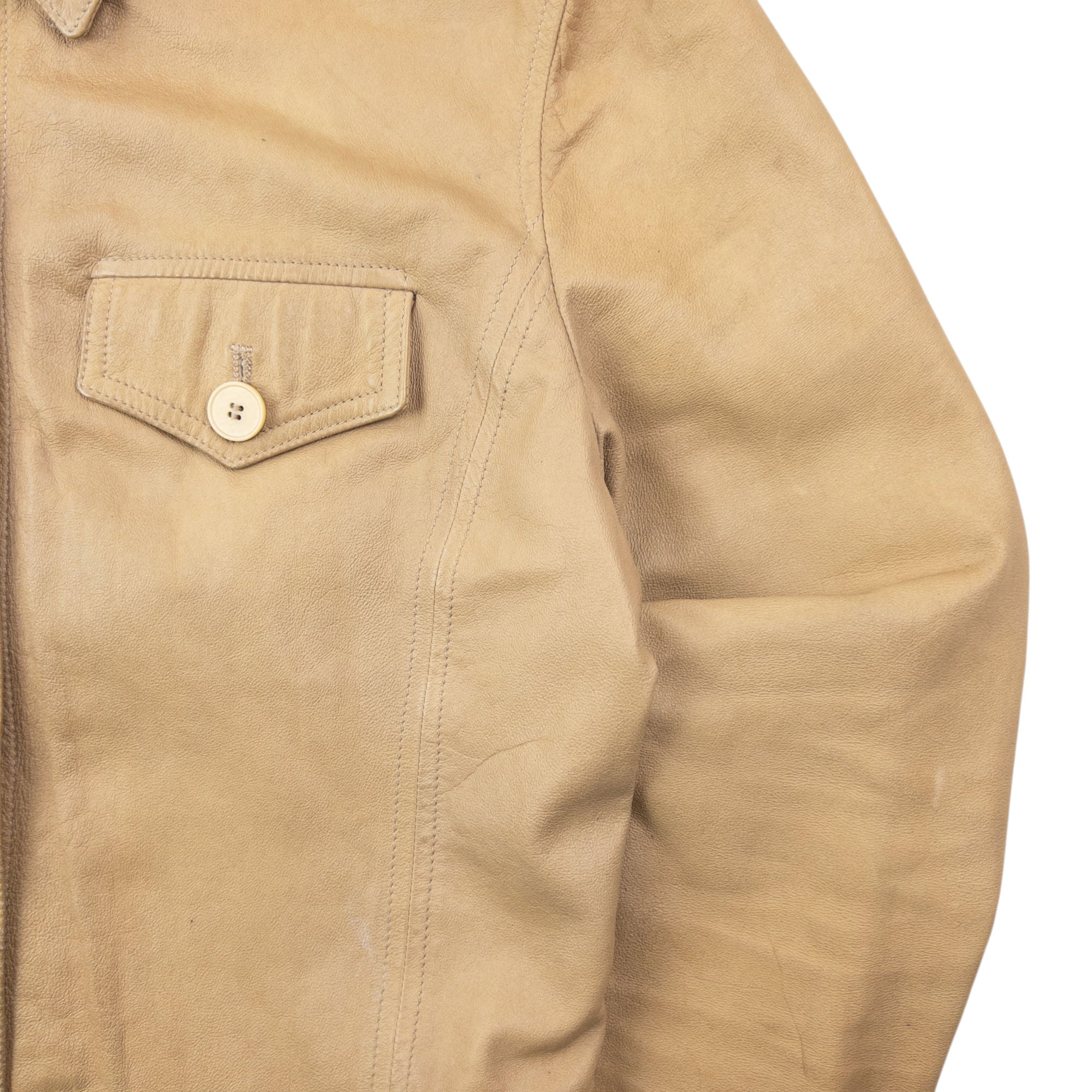 Vintage 2000s Armani Jeans Button Up Leather Jacket Womens Size M