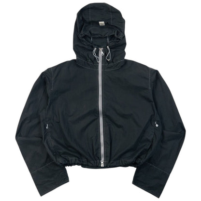 Vintage 2000s Marithe + Francois Girbaud Cropped Jacket in black, adjustable drawstring