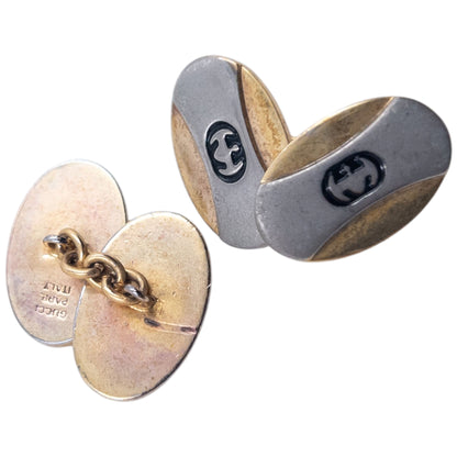 Vintage 80s Gucci Embossed Chain Link Cuff Links