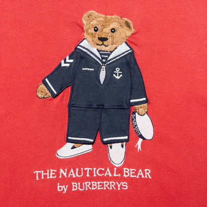 Vintage 90s Burberry The Nautical Bear Embroidered T Shirt Size S