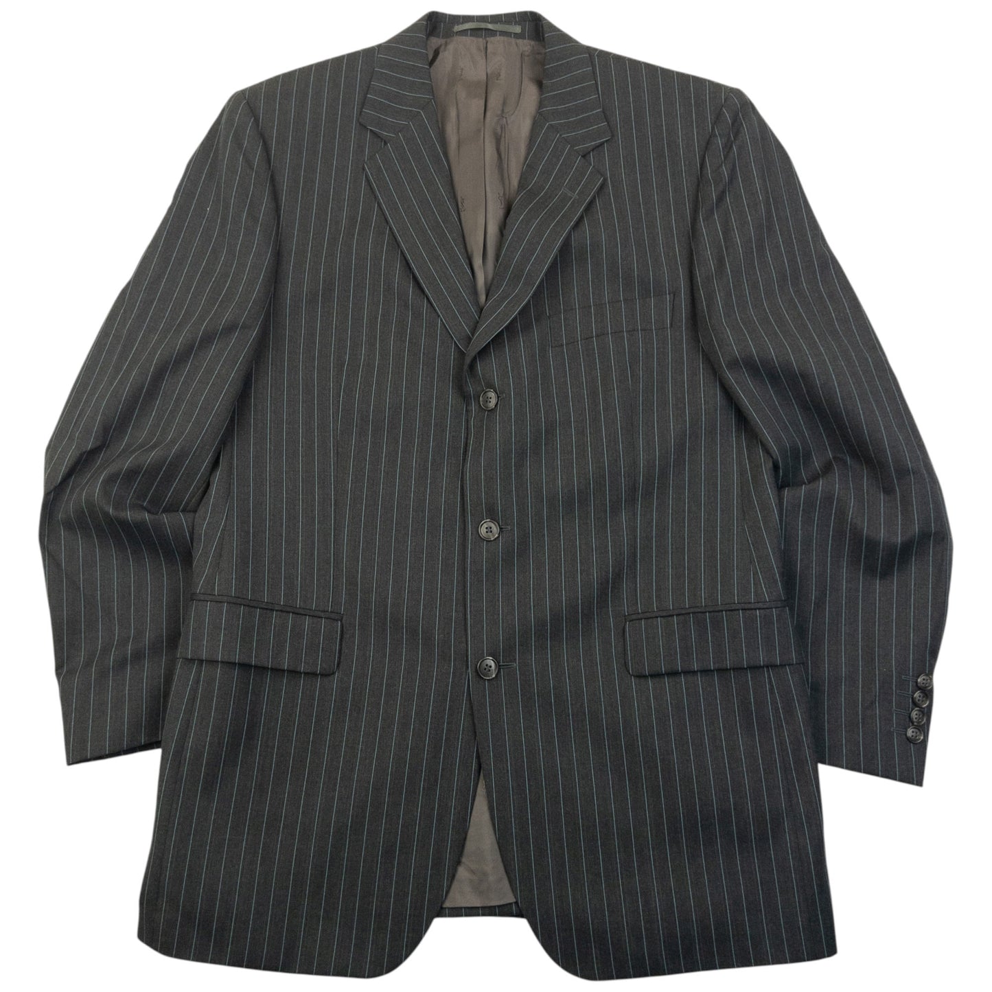 Vintage 90s YSL Yves Saint Laurent Pinstripe Jacket & Trousers Wool Suit Set Size XL
