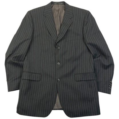 Vintage 90s YSL Yves Saint Laurent Pinstripe Jacket & Trousers Wool Suit Set Size XL