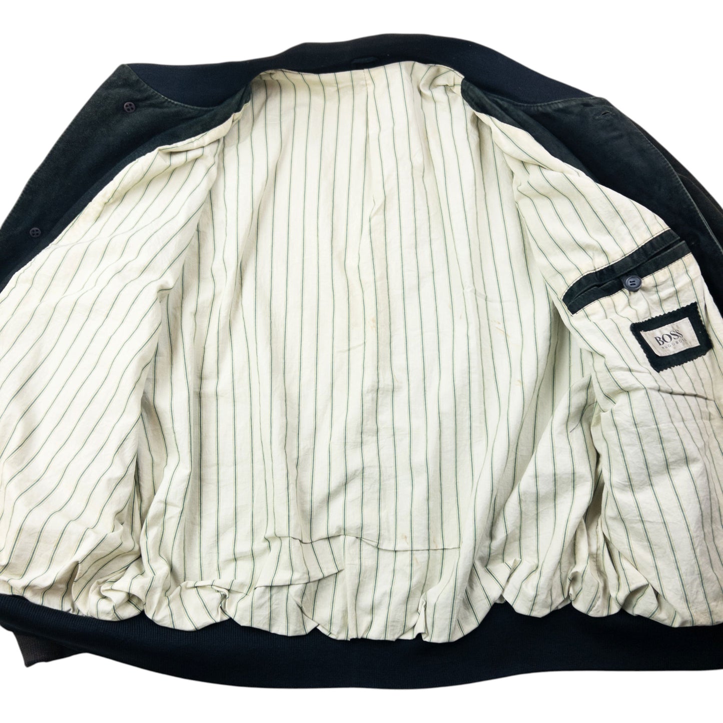 Vintage 90s Hugo Boss Button Up Suede Bomber Jacket Size XL