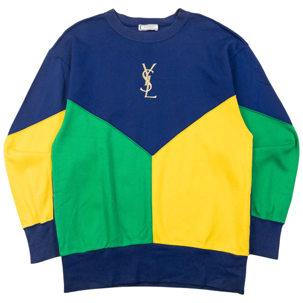 Vintage 80s YSL Yves Saint Laurent Colour Block Sweatshirt Womens Size S