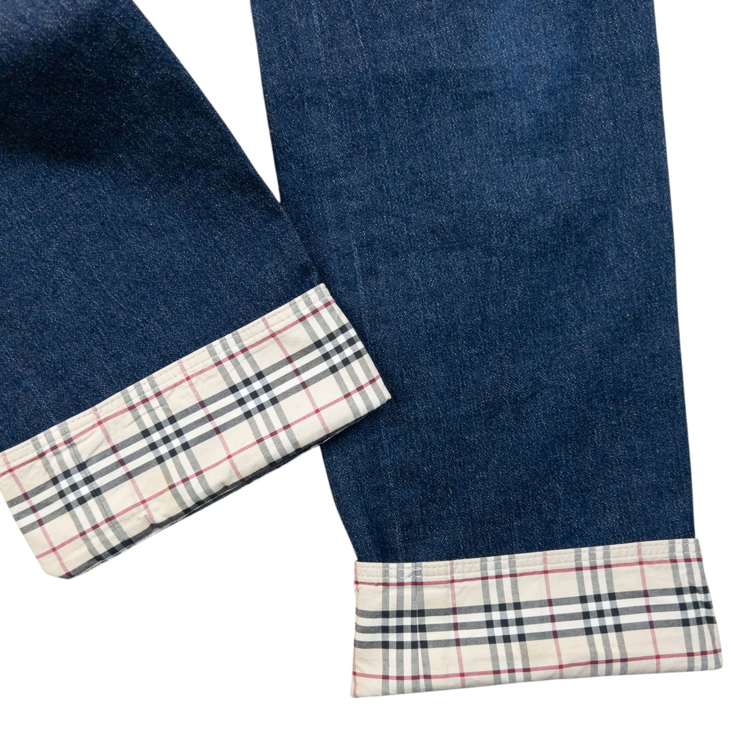 Vintage 2000s Burberry Nova Check Cuff Denim Jeans Size W27