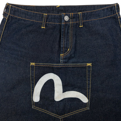 Vintage Evisu Triple Gull Japanese Denim Skirt Womens Size W28