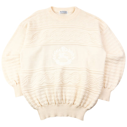 Vintage 90s Burberry Embroidered Wool Knit Jumper Size L