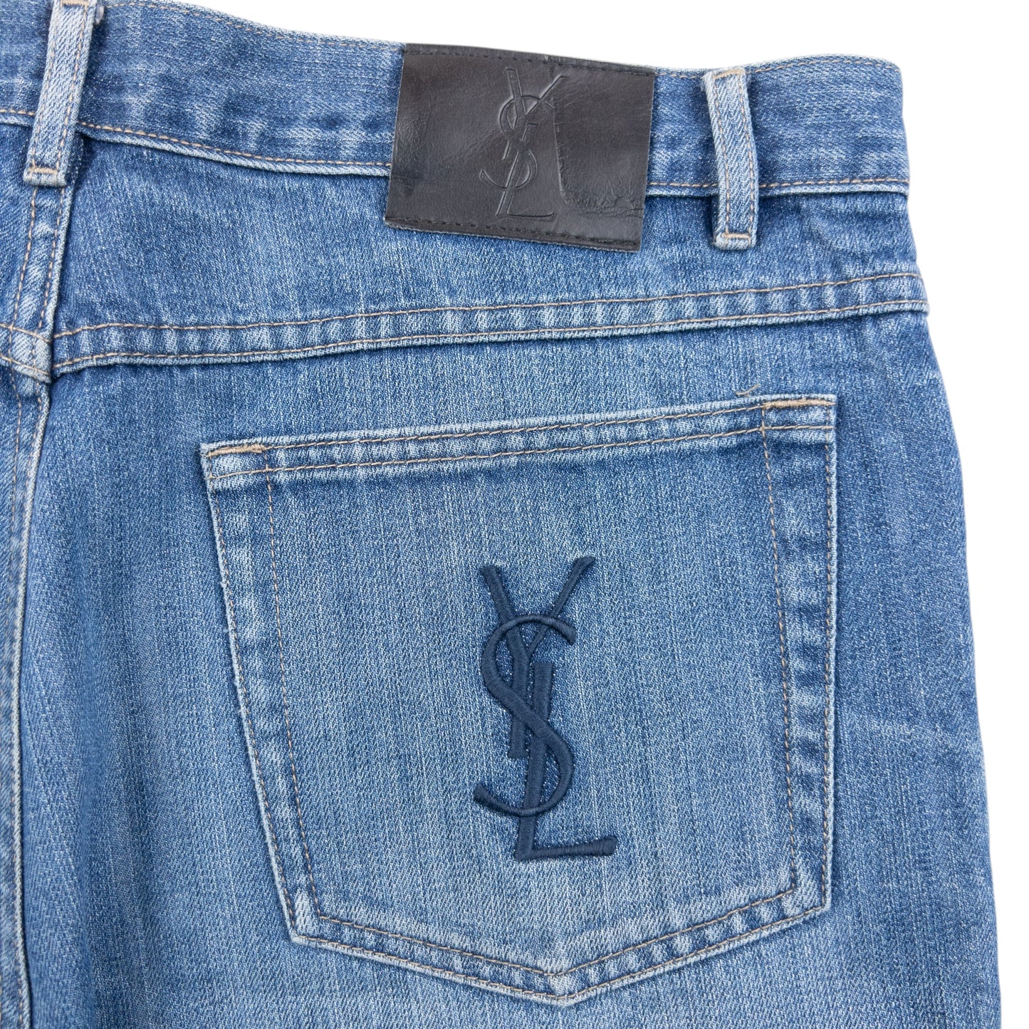 Vintage 2000s YSL Yves Saint Laurent Embroidered Denim Jeans Size W36