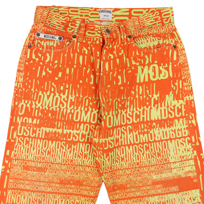 Vintage 90s Moschino Jeans Logo Text Print Trousers Size W29