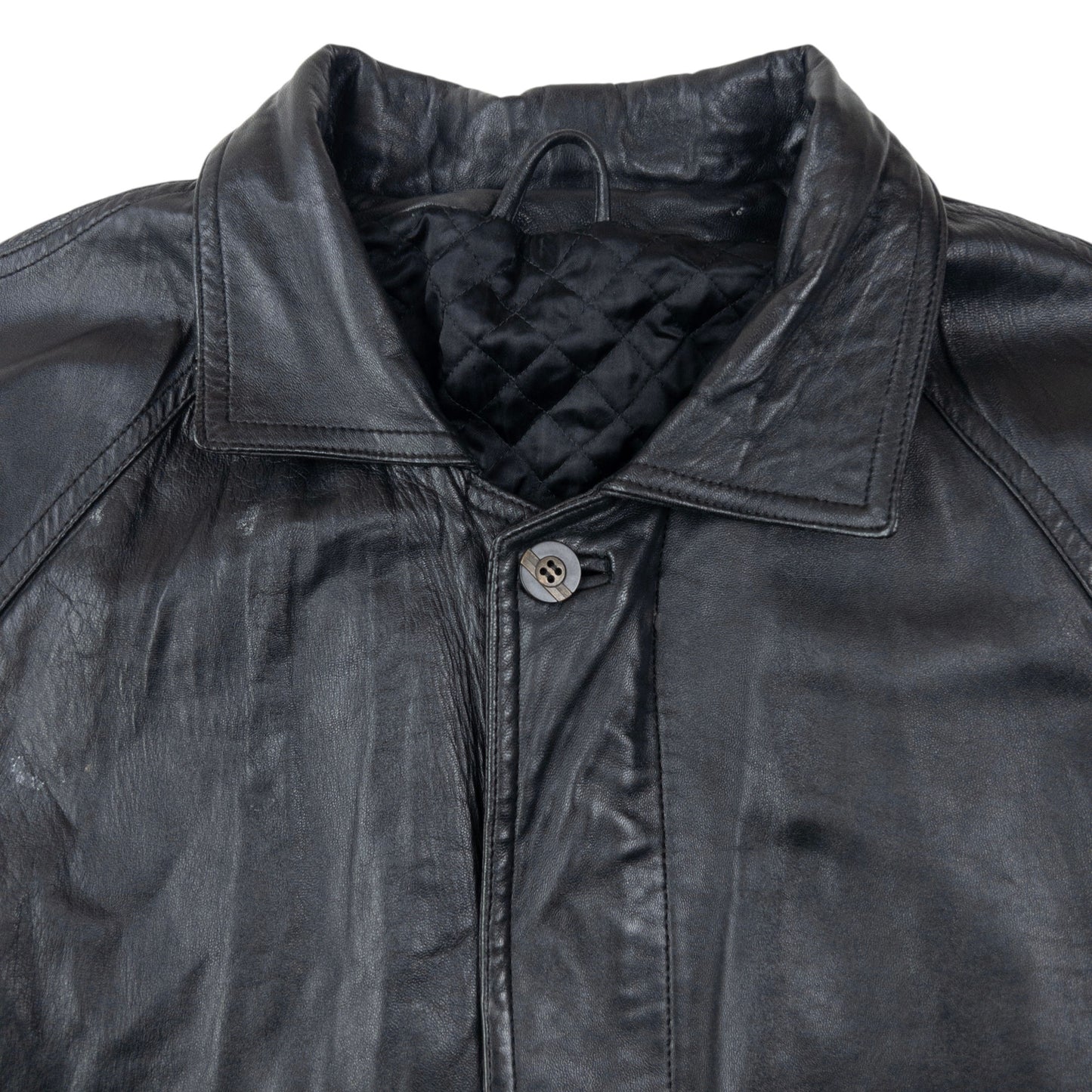 Vintage 80s Hugo Boss Zip Up Leather Jacket Size XXL