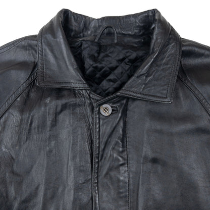 Vintage 80s Hugo Boss Zip Up Leather Jacket Size XXL