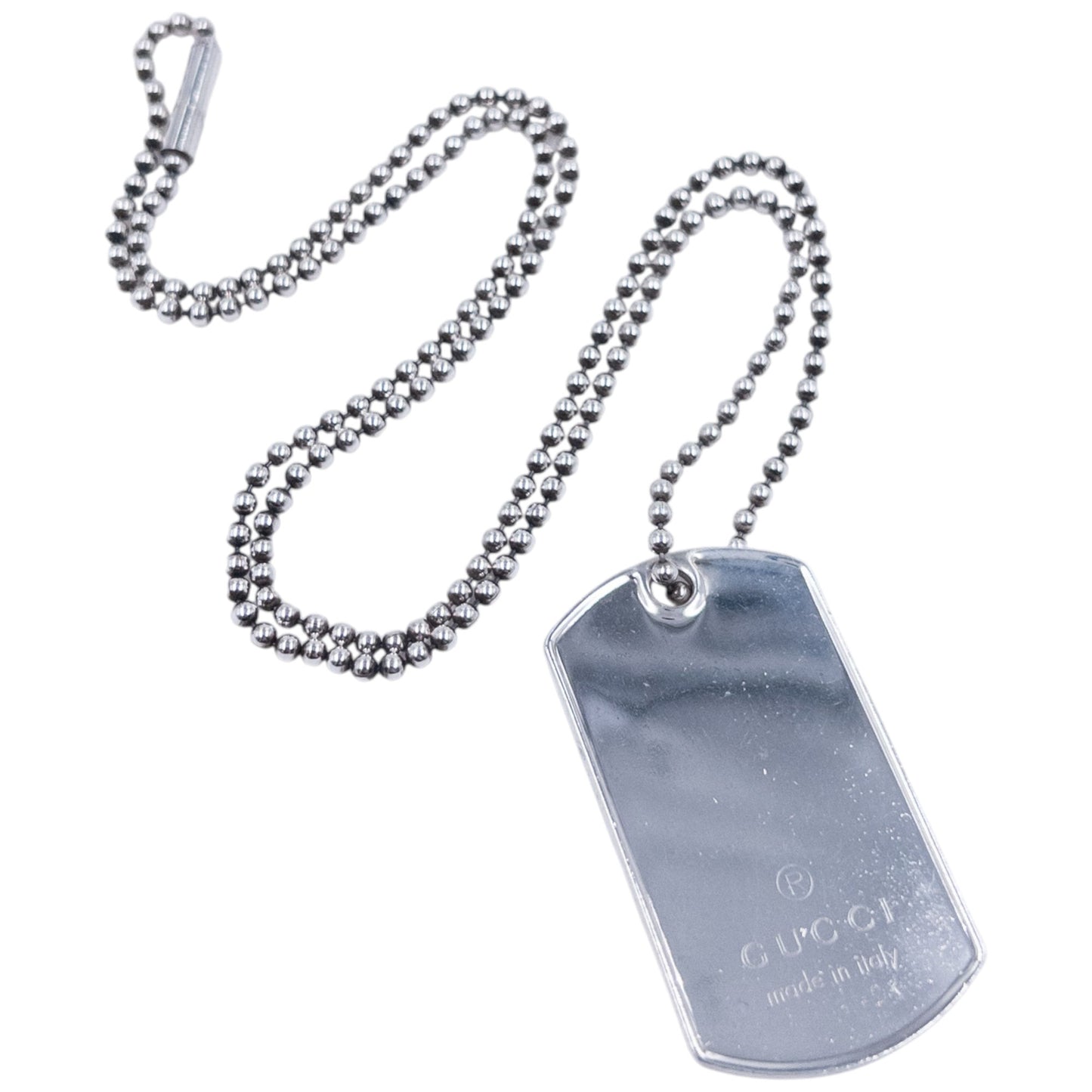 Vintage 2000s Gucci Embossed Dog Tag Necklace