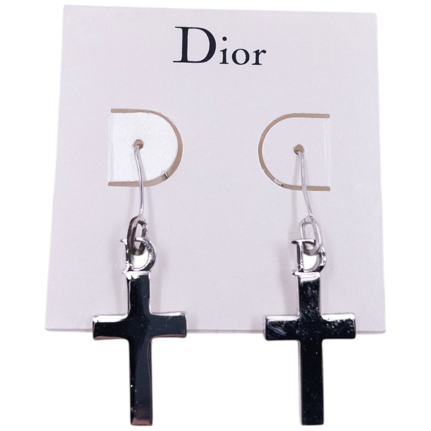 Vintage 2000s Dior By John Galliano Silver Cross Earrings