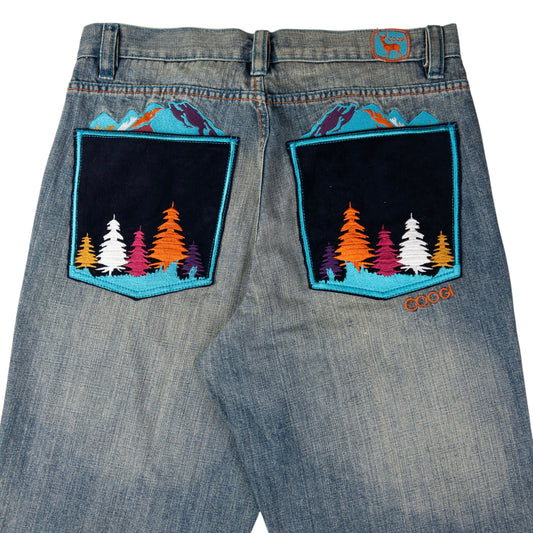 Vintage Coogi Embroidered Landscape Denim Jeans Size W38