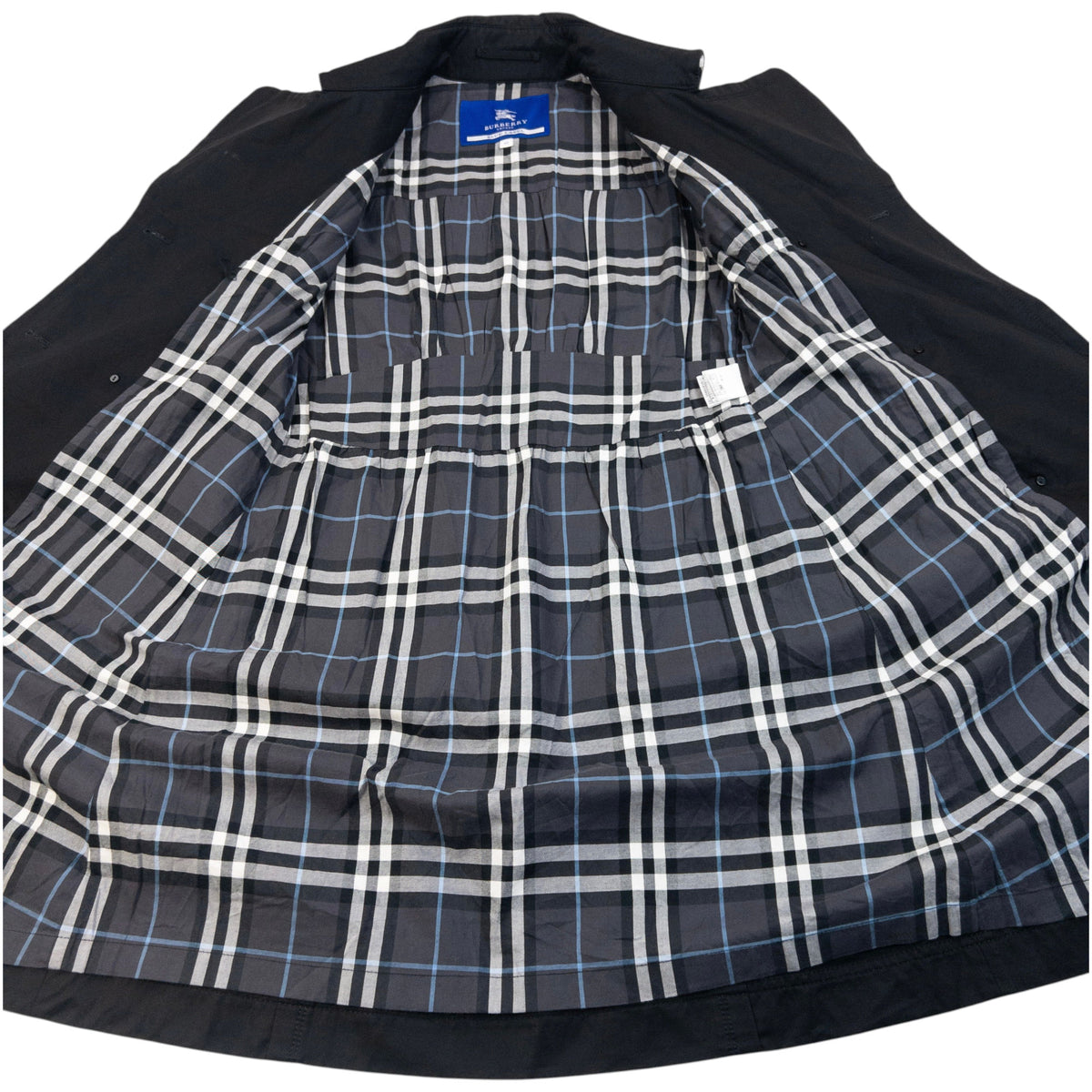 Vintage 2000s Burberry Blue Label Nova Check Lined Trench Jacket in black, photo 5