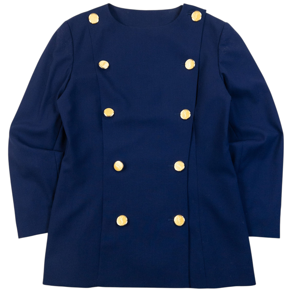 Vintage 80s YSL Yves Saint Laurent Jacket & Skirt Suit Set in blue (wool), photo 3