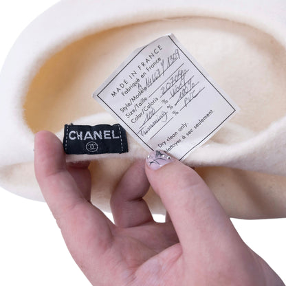 Vintage 2000s Chanel by Karl Lagerfeld Poppy Logo Wool Beret Hat
