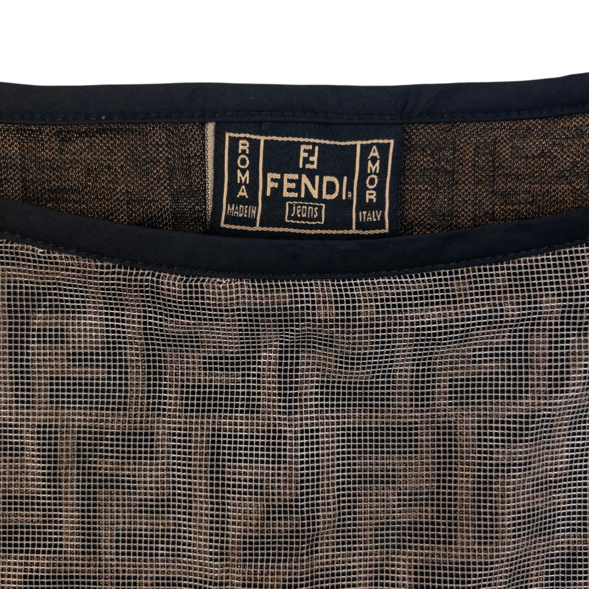 Vintage 90s Fendi Monogram Layered Mesh Top Womens Size M