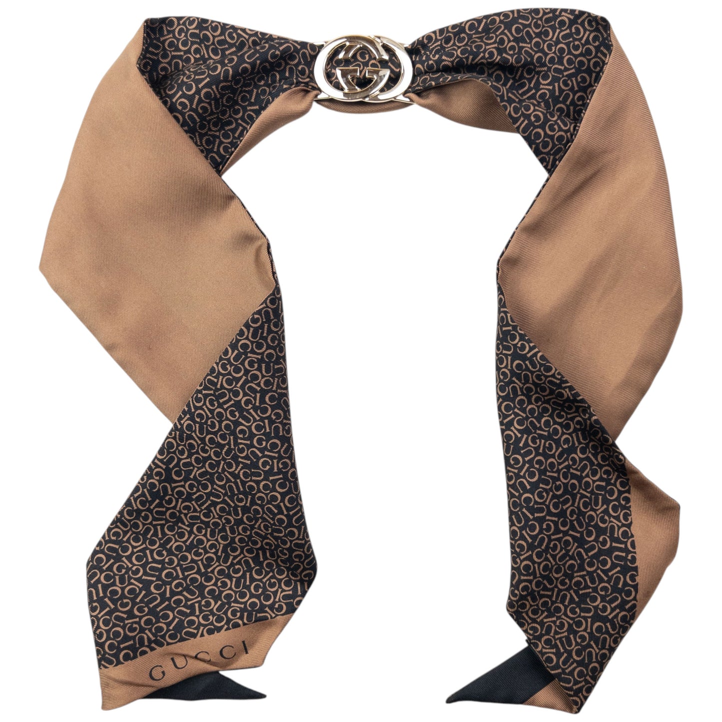 Vintage 2000s Gucci Monogram Silk Neck Scarf