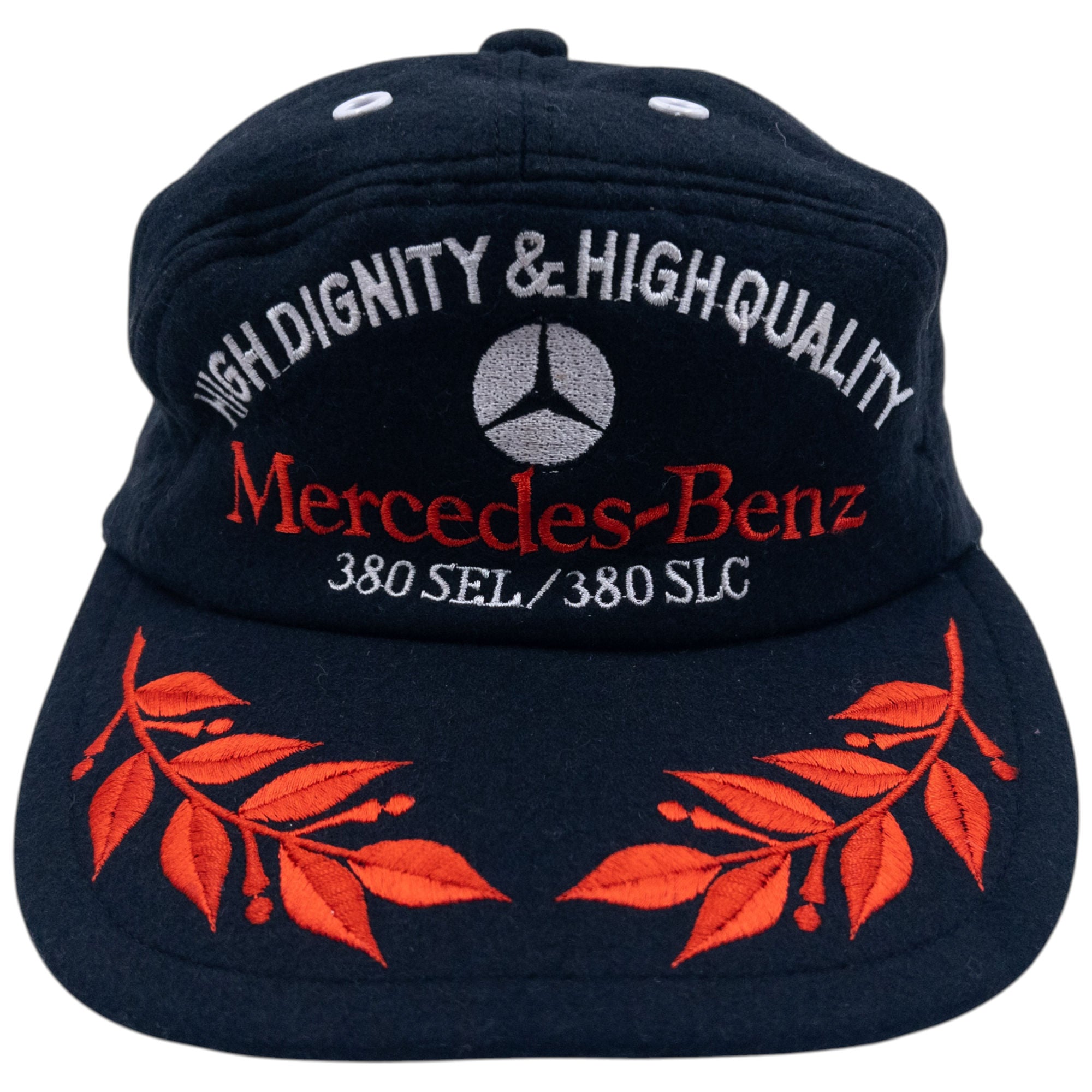 Vintage 80s Mercedes Benz Embroidered Wool Hat Size L