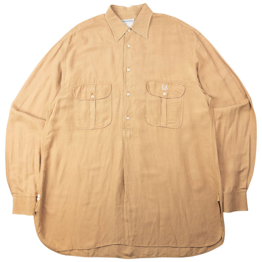 Vintage 80s Emporio Armani Long Sleeve Half Button Shirt Size XL
