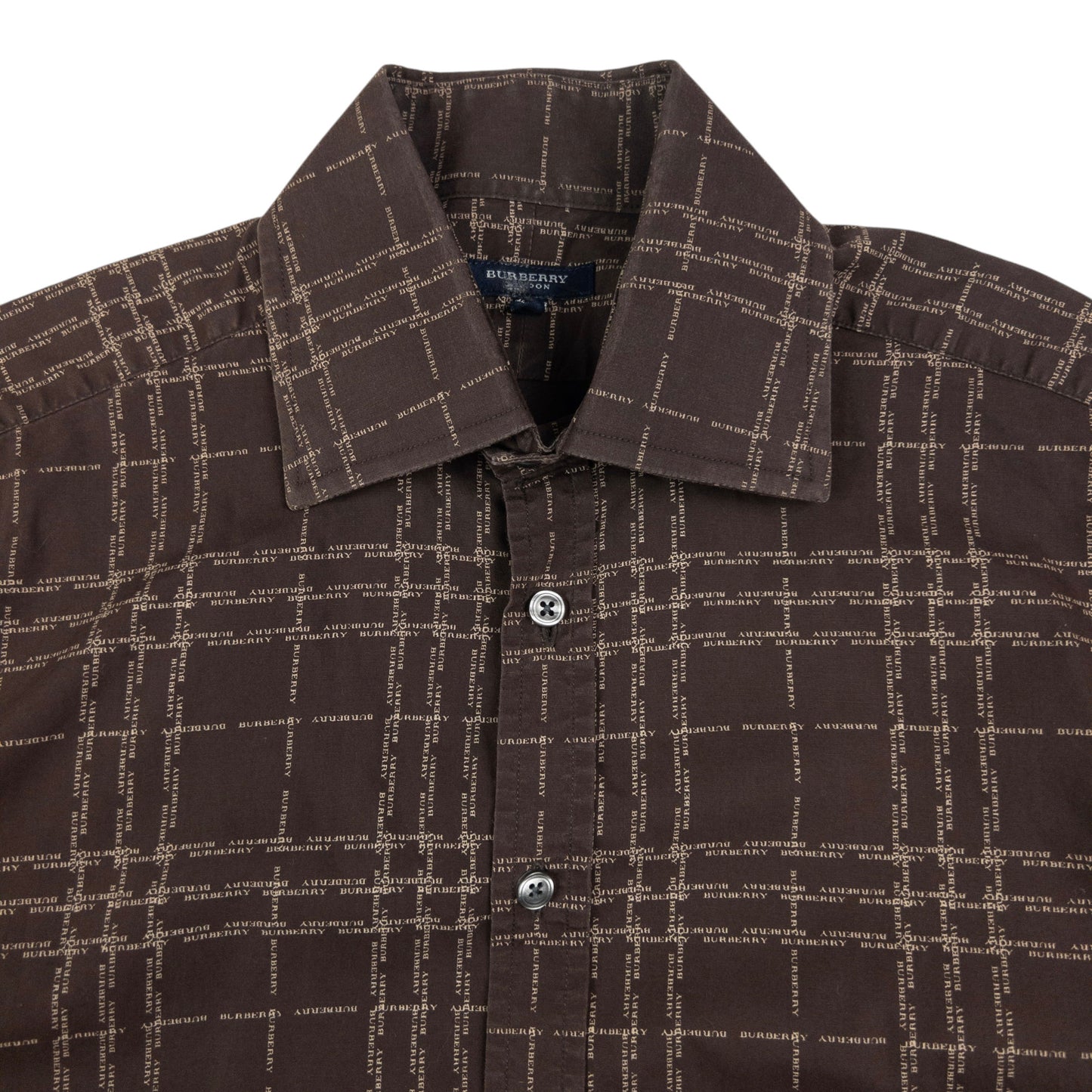 Vintage Burberry Nova Check Monogram Long Sleeve Button Up Shirt Size M