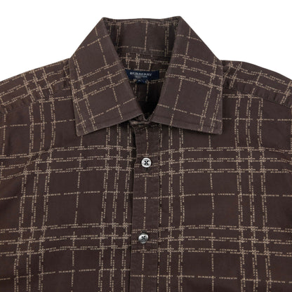 Vintage Burberry Nova Check Monogram Long Sleeve Button Up Shirt Size M