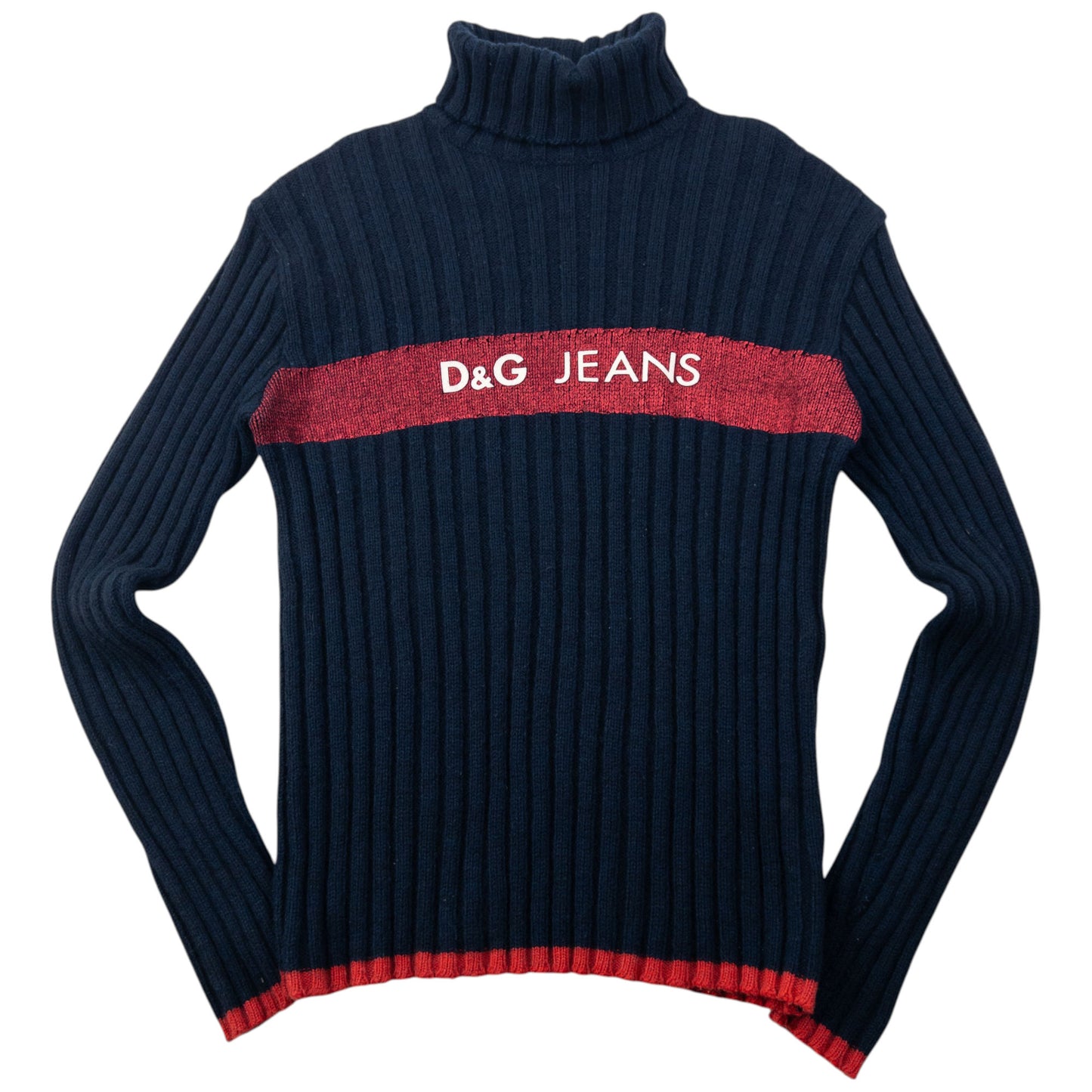 Vintage 2000s Dolce & Gabbana Ribbed Knit Turtleneck Jumper Womens Size S