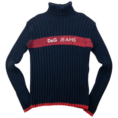 Vintage 2000s Dolce & Gabbana Ribbed Knit Turtleneck Jumper Womens Size S