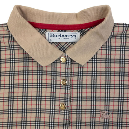 Vintage 90s Burberry Nova Check Polo Shirt Womens Size M