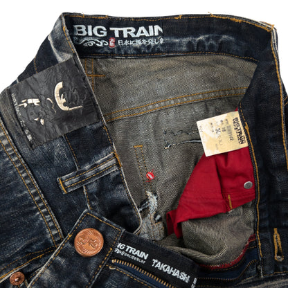 Vintage Big Train Embroidered Japanese Denim Jeans Size W35