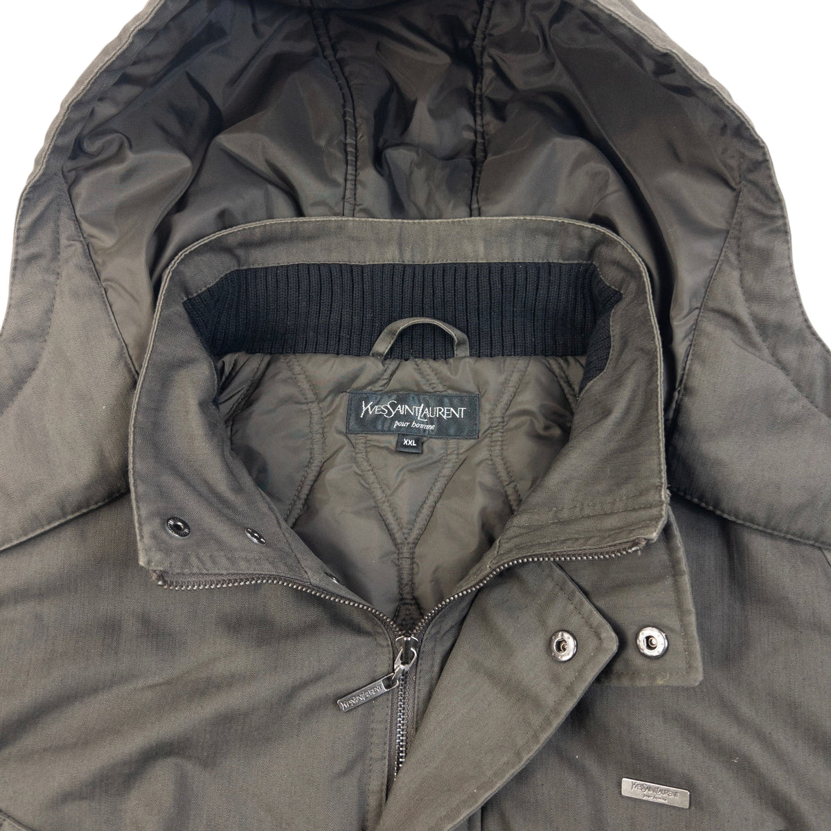 Vintage 90s YSL Yves Saint Laurent Padded Zip Up Jacket in grey, photo 3
