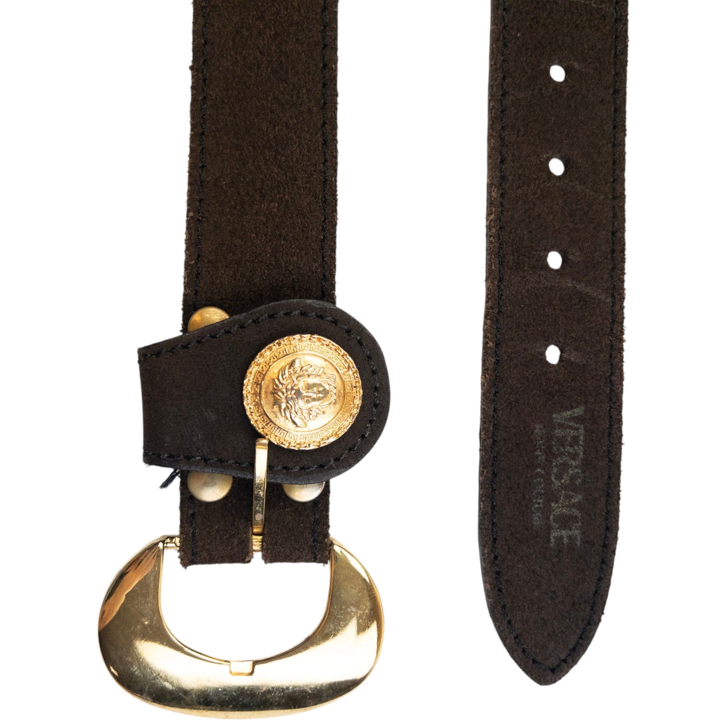 Vintage 90s Versace Jeans Couture Suede Leather Belt Size M
