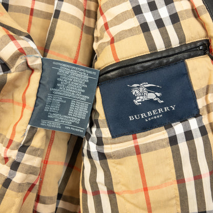 Vintage 2000s Burberry Nova Check Lined Leather Jacket Size M