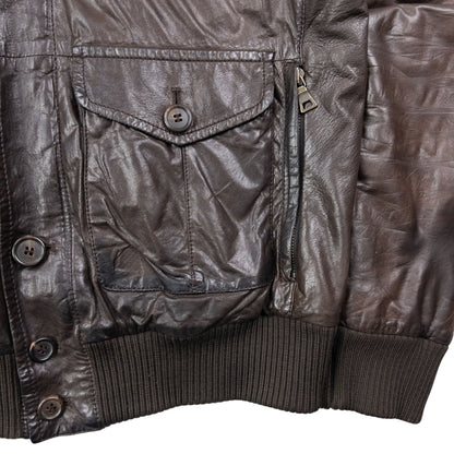 Vintage 2010 Prada Multi Pocket Leather Jacket Size L