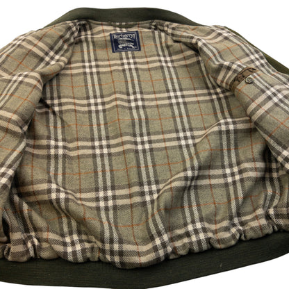 Vintage 90s Burberry Nova Check Lined Wool Bomber Jacket Size XL
