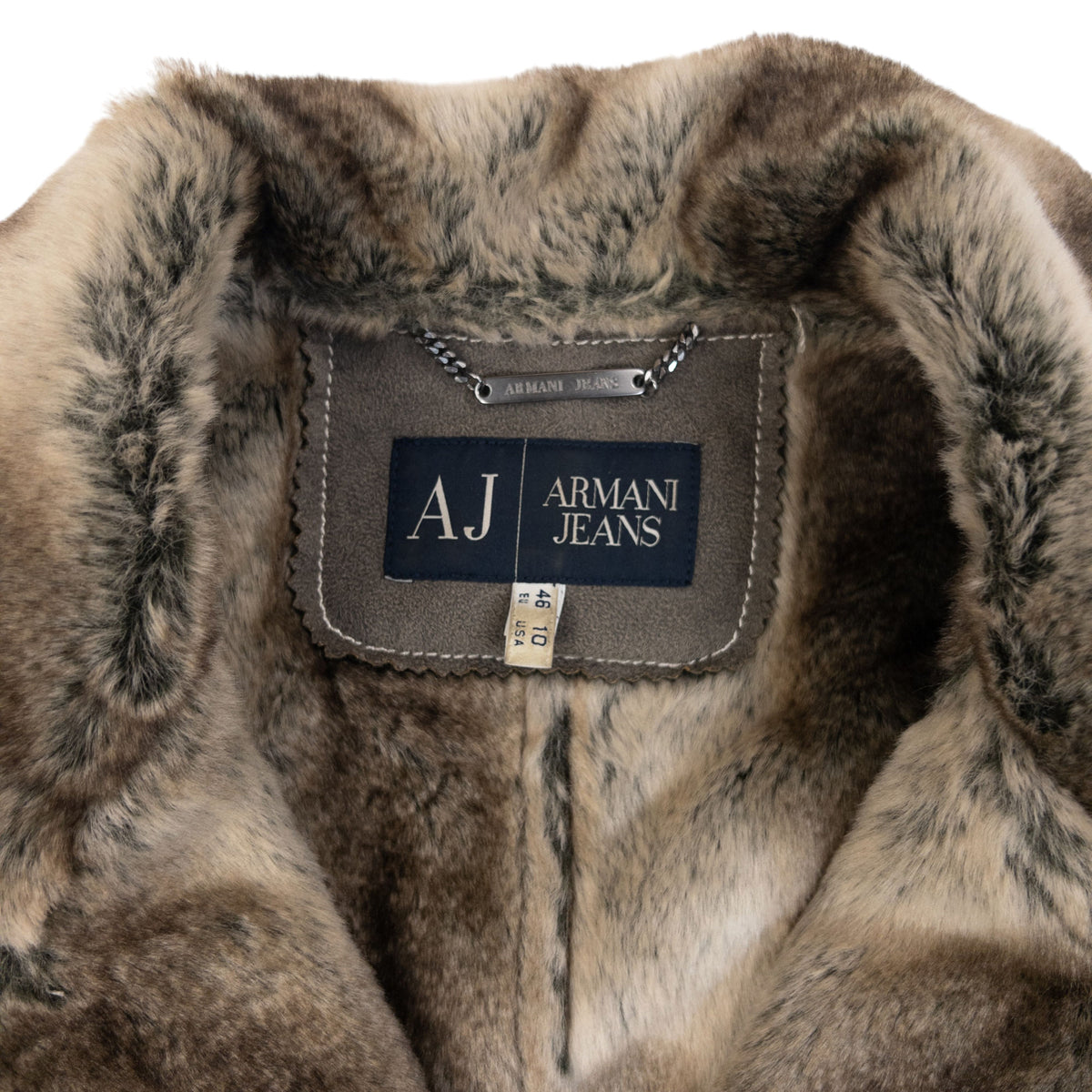 Vintage 2000s Armani Jeans Belt Waist Fur Lined Jacket Womens Size L
