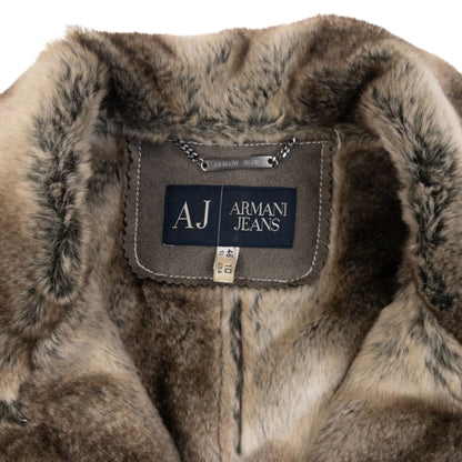 Vintage 2000s Armani Jeans Belt Waist Fur Lined Jacket Womens Size L