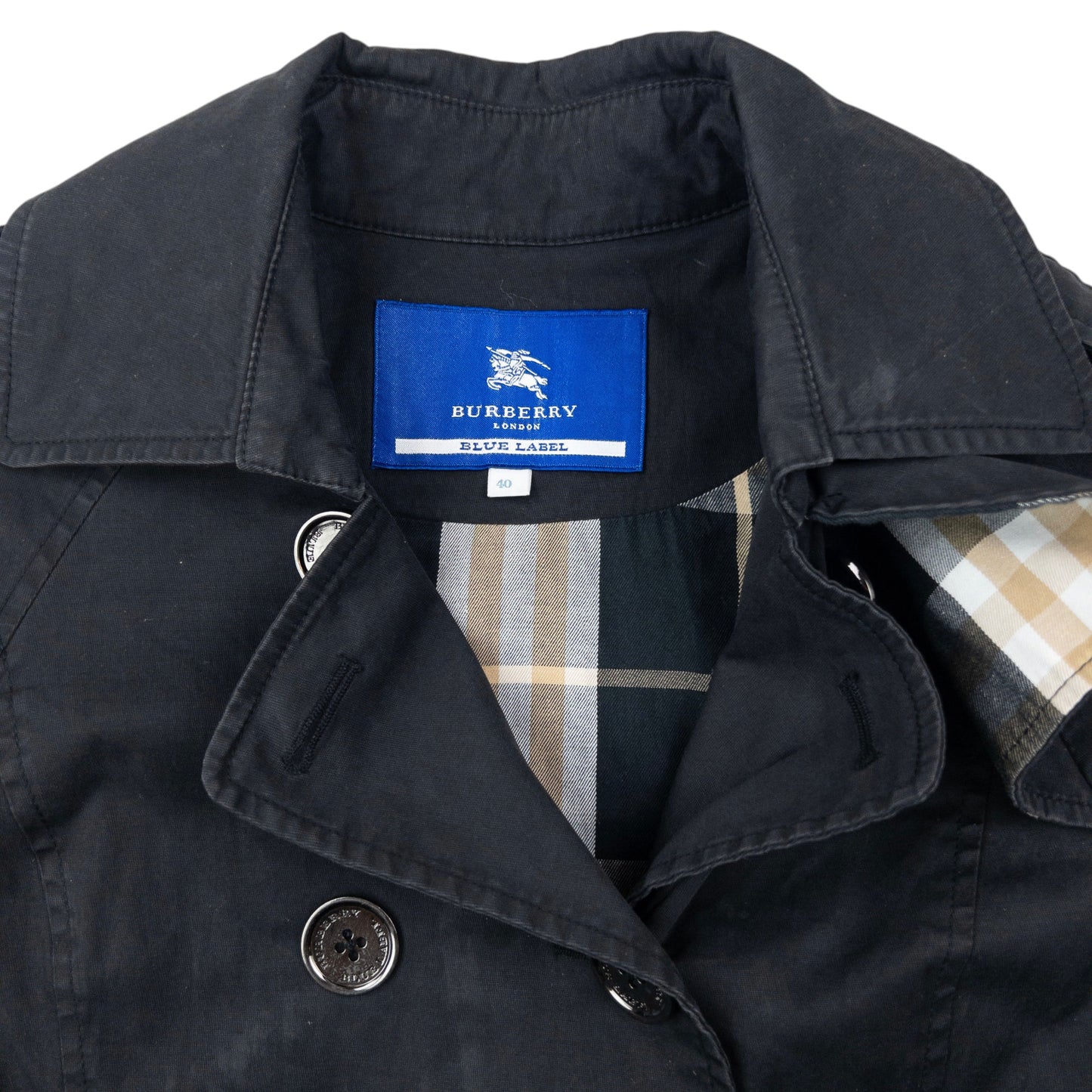 Vintage 2000s Burberry Blue Label Nova Check Lined Trench Jacket Womens Size M