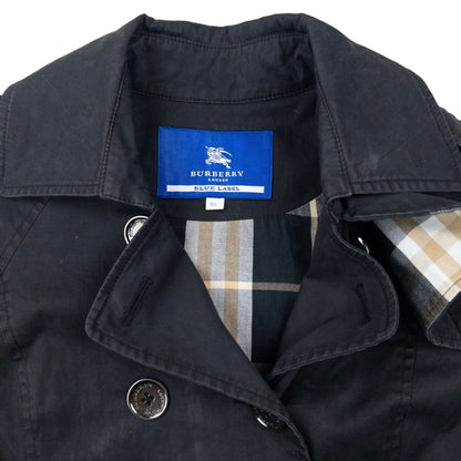 Vintage 2000s Burberry Blue Label Nova Check Lined Trench Jacket Womens Size M