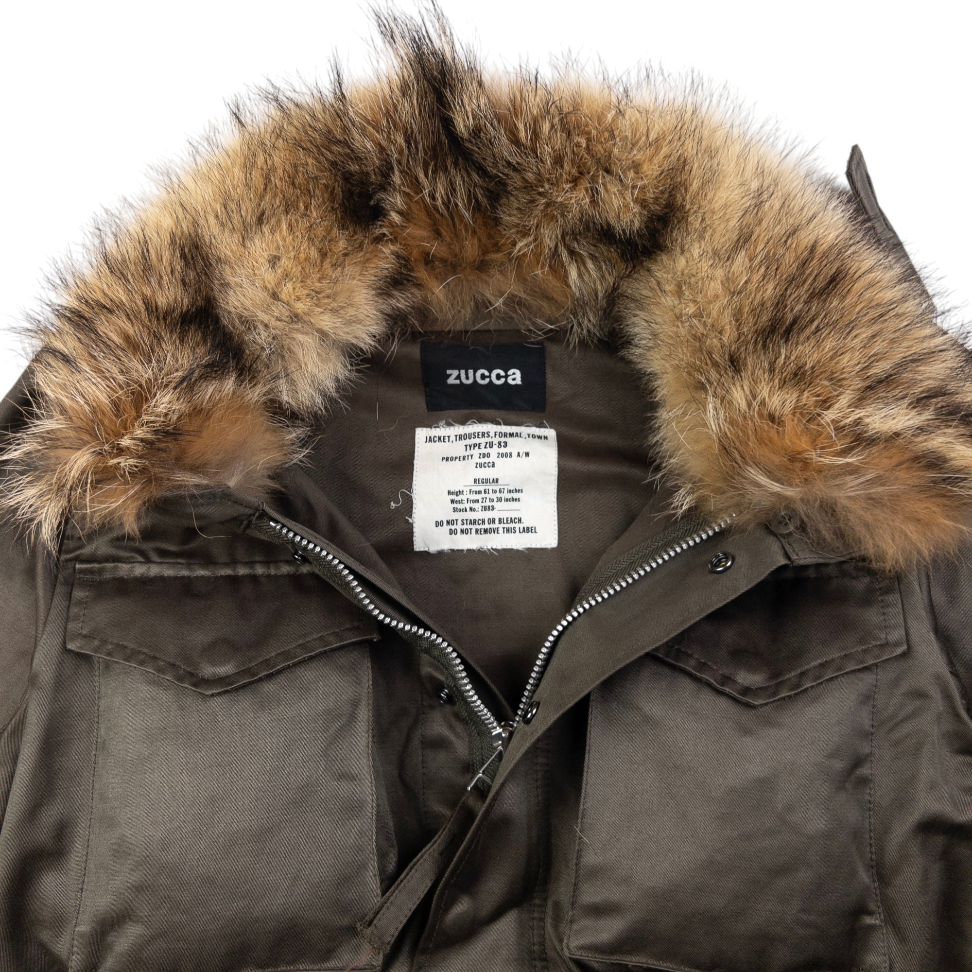 Vintage Cabane De Zucca By Issey Miyake Fur Collar Cargo Jacket Size S