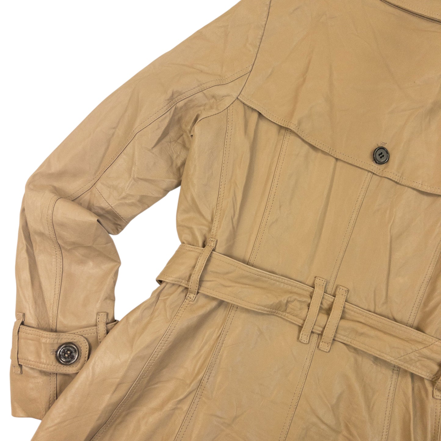 Vintage 2000s Burberry Nova Check Lined Leather Trench Jacket Womens Size M