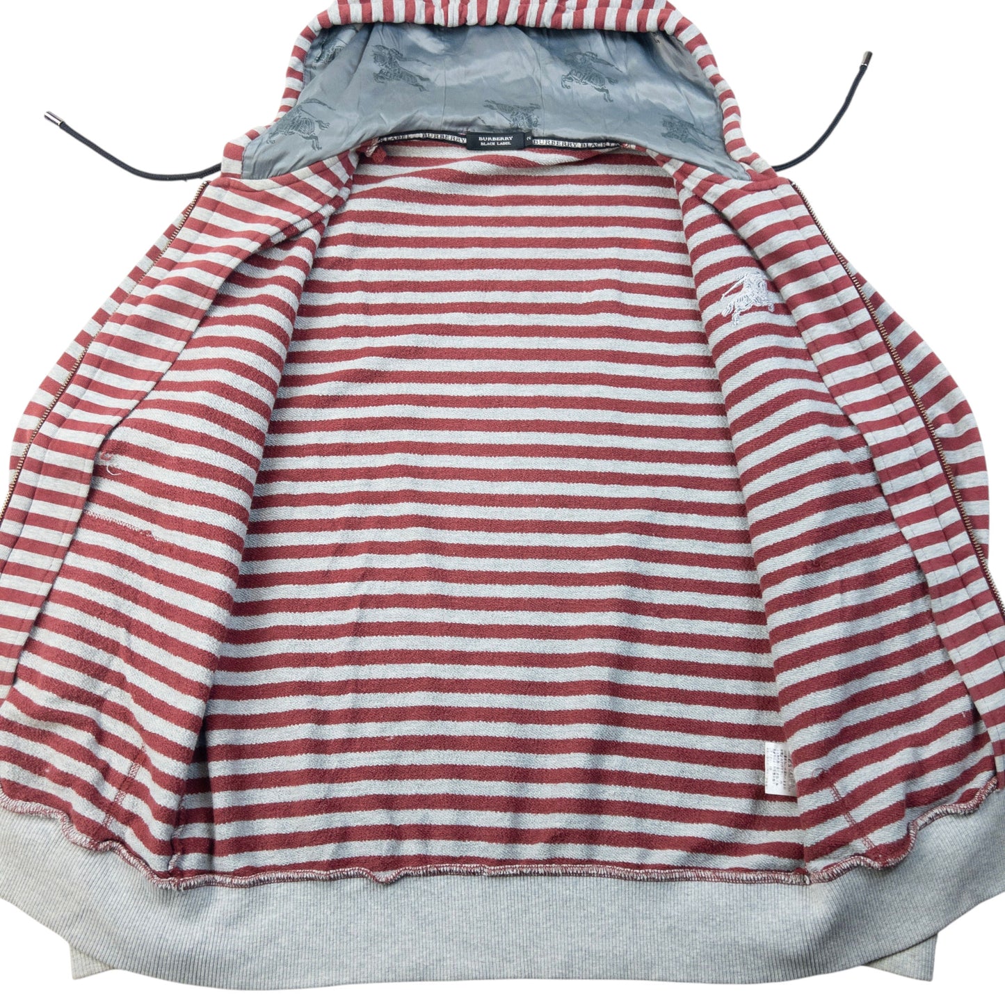 Vintage 2000s Burberry Black Label Striped Zip Up Hoodie Size M