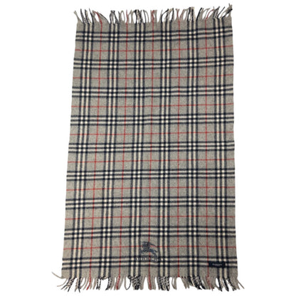 Vintage Burberry Embroidered Nova Check Tassel Scarf