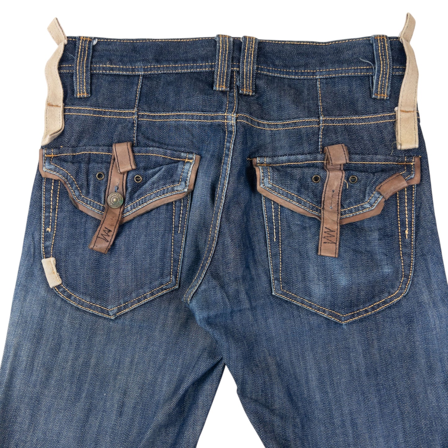 Vintage 2000sn PPFM Leather Detail Denim Jeans Size W29