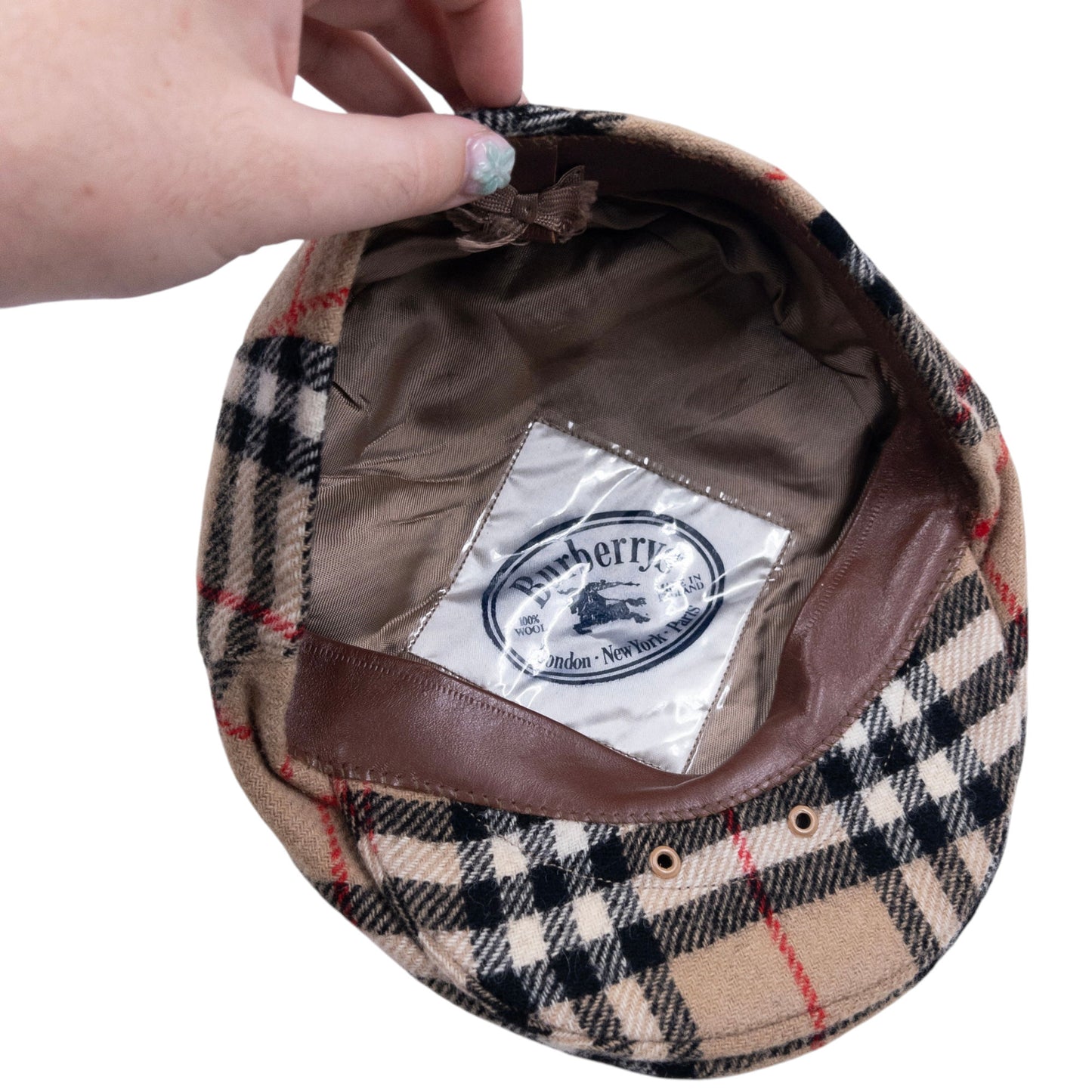 Vintage Burberry Nova Check Wool Flat-Cap Hat