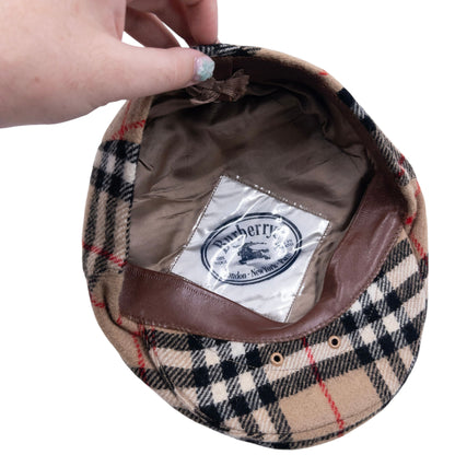 Vintage Burberry Nova Check Wool Flat-Cap Hat