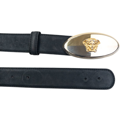 Vintage 90s Gianni Versace Medusa Buckle Leather Belt Size M